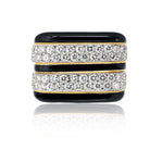 David Webb Platinum & 18K Yellow Gold Black Enamel And Diamond Cocktail Ring - The Back Vault