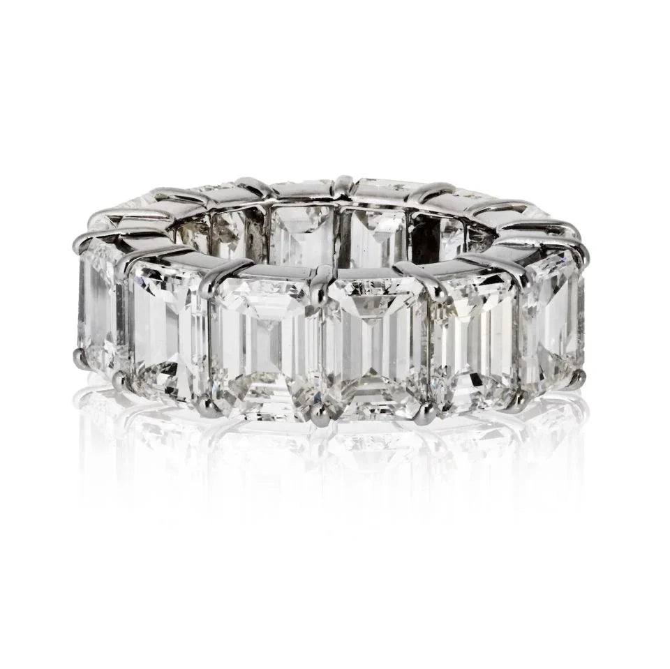 Platinum 18.00cttw Emerald Cut Diamond Eternity Ring - The Back Vault