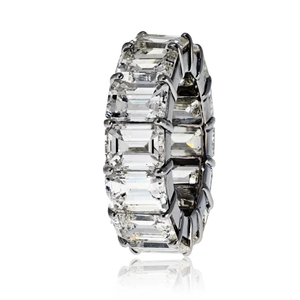 Platinum 18.00cttw Emerald Cut Diamond Eternity Ring - The Back Vault