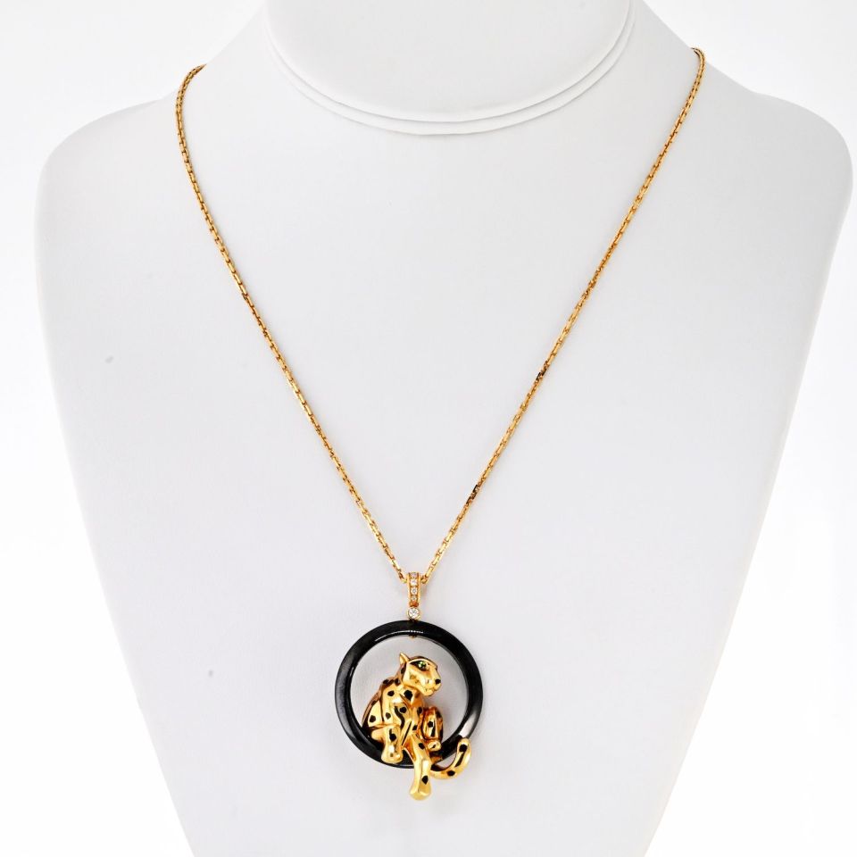Cartier 18K Yellow Gold Panthere Black Ceramic Pendant – The Back