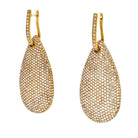 18K Yellow Gold Pave Diamond Drop Dangling Earrings - The Back Vault