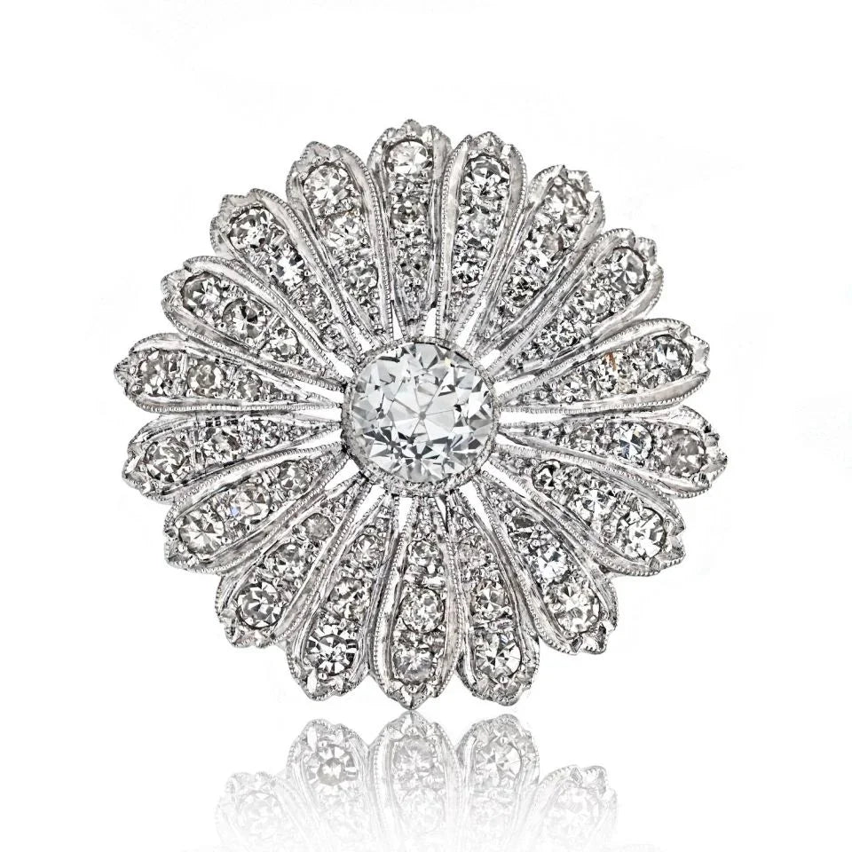 1.57 carat Old European Cut Diamond I/VS1 GIA 1.57ct Old European Cut Flower Ring - The Back Vault