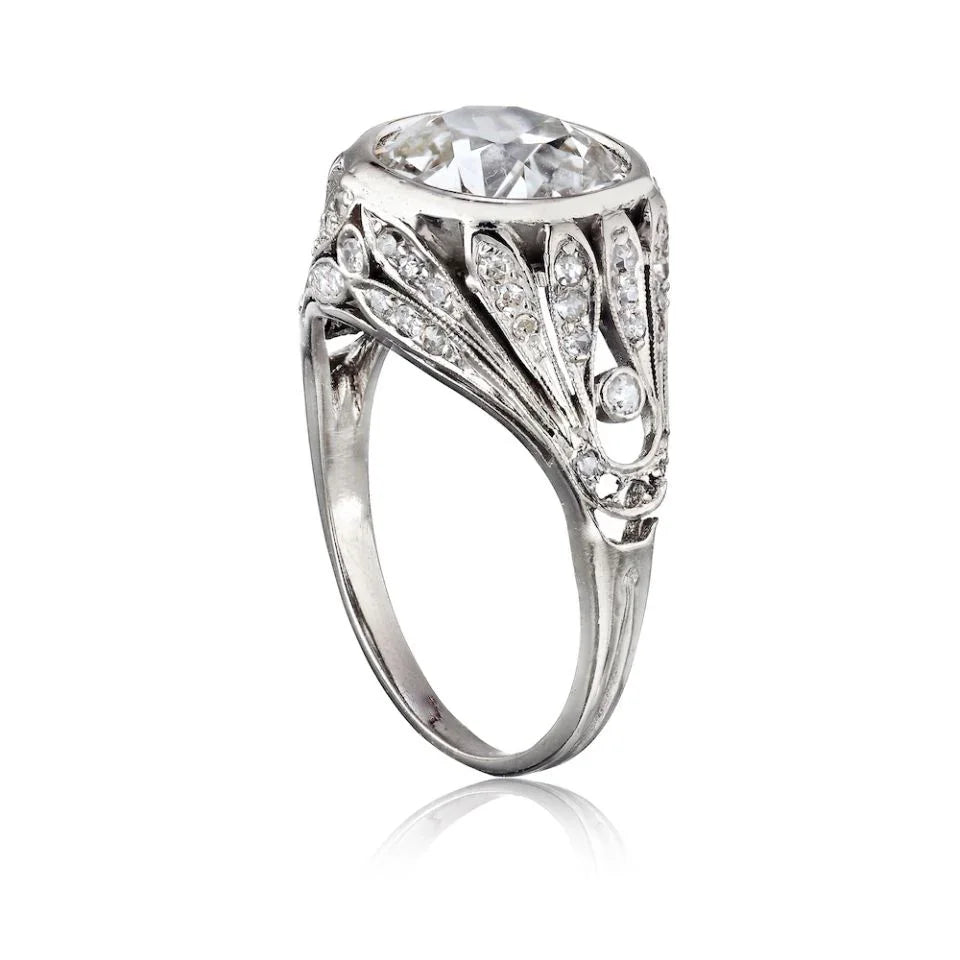 Art Deco 3 carat Old European Cut Diamond J/VS1 GIA Ring - The Back Vault