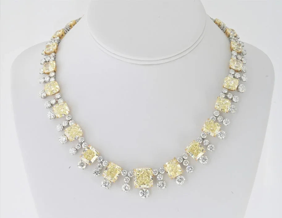 Platinum & 18K Yellow Gold 94.65 carats of Fancy Yellow Diamonds Necklace - The Back Vault