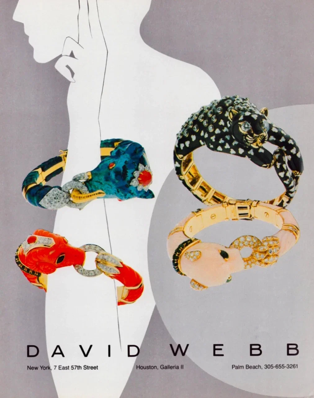 David Webb Coral 18K Yellow Gold Angel Skin Chimeral & Diamond Bracelet - The Back Vault