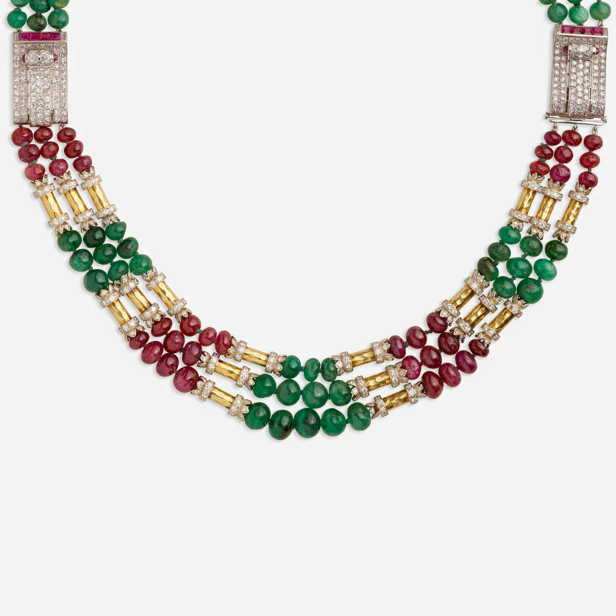 David Webb Platinum & 18K Yellow Gold Multi-Strand Precious Gem Necklace - The Back Vault