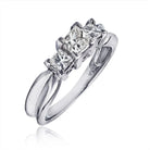 Platinum 0.75cttw Princess Cut Diamond Three Stone Ring - The Back Vault