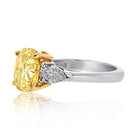 2 carat Oval Diamond GIA 2.53ct Fancy Vivid Yellow Oval Cut Three Stone Ring - The Back Vault
