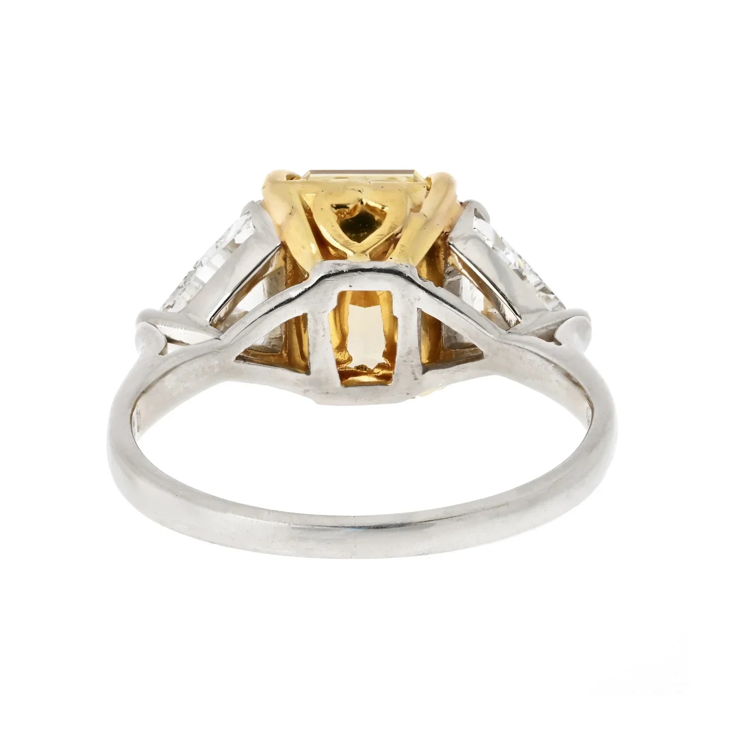 3.04ct Radiant Cut Fancy Intense Yellow Trilliant Cut Diamond Engagement Ring - The Back Vault