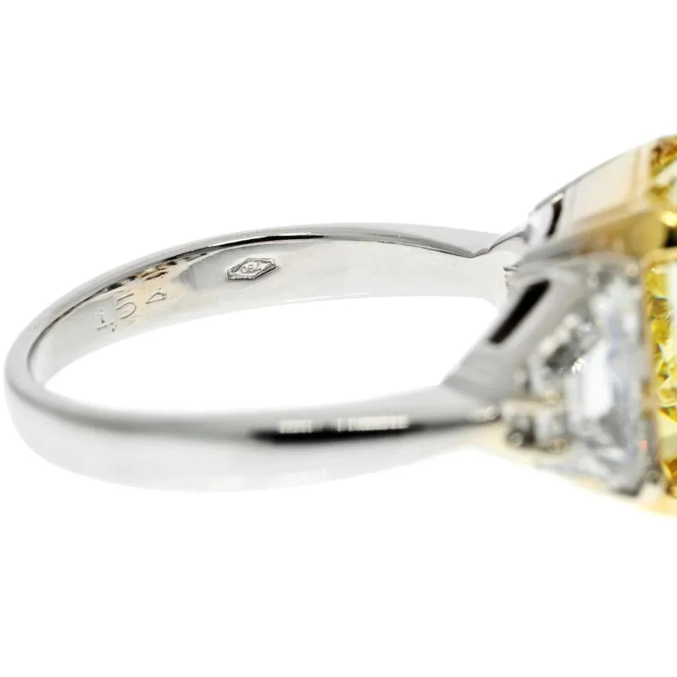7 carat Radiant Cut Diamond Fancy Yellow GIA 7.05 Carat Fancy Yellow VS2 Clarity Radiant Cut Ring - The Back Vault