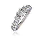 14K White Gold 1.00 cttw Diamond Three Stone Ring - The Back Vault