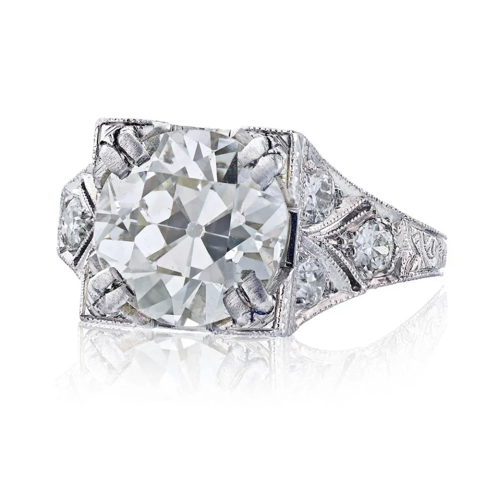 Vintage 3 carat Old European Cut Diamond M/VS1 GIA Ring - The Back Vault