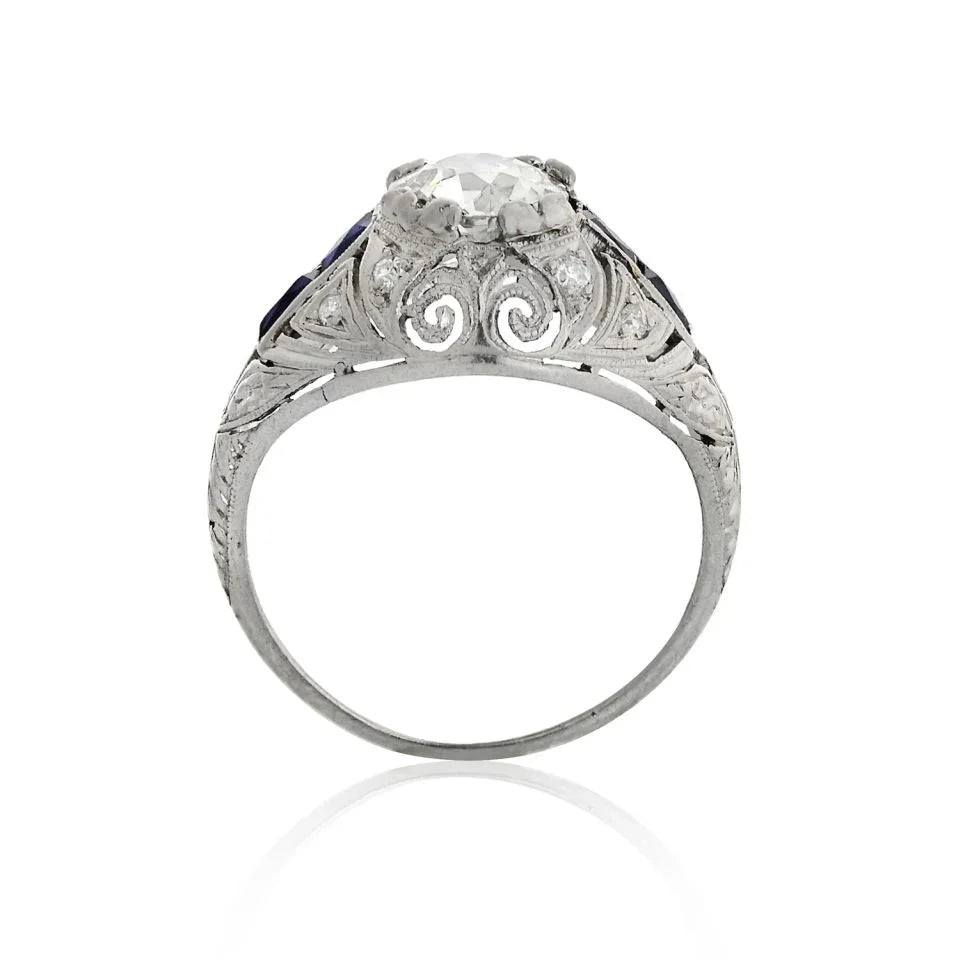 Art Deco 1.21 Old European Cut diamond J-K/SI1 Vintage Ring - The Back Vault