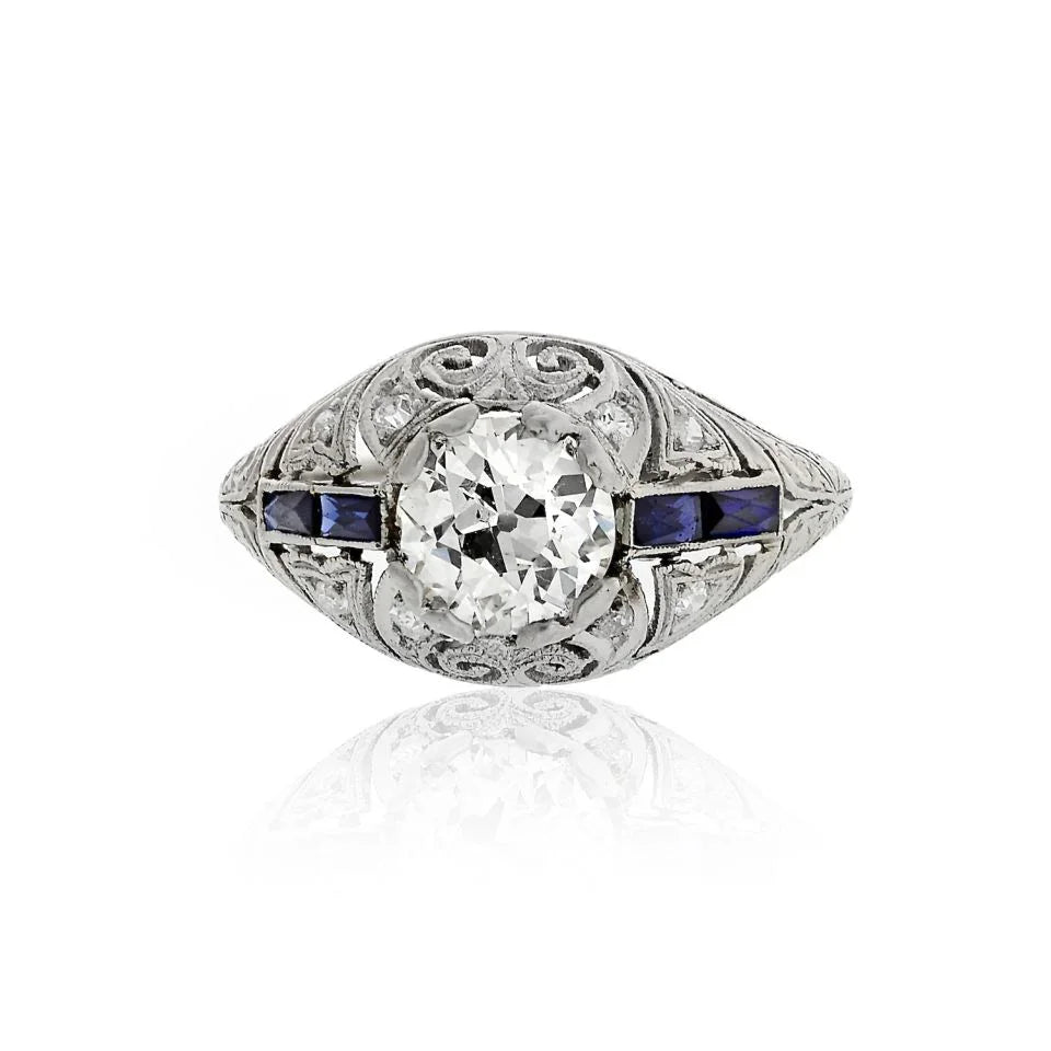 Art Deco 1.21 Old European Cut diamond J-K/SI1 Vintage Ring - The Back Vault