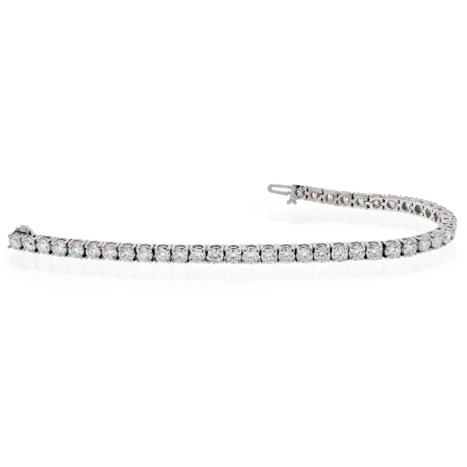 14K White Gold 10.65cts Round Cut Straight Line Tennis Bracelet - The Back Vault