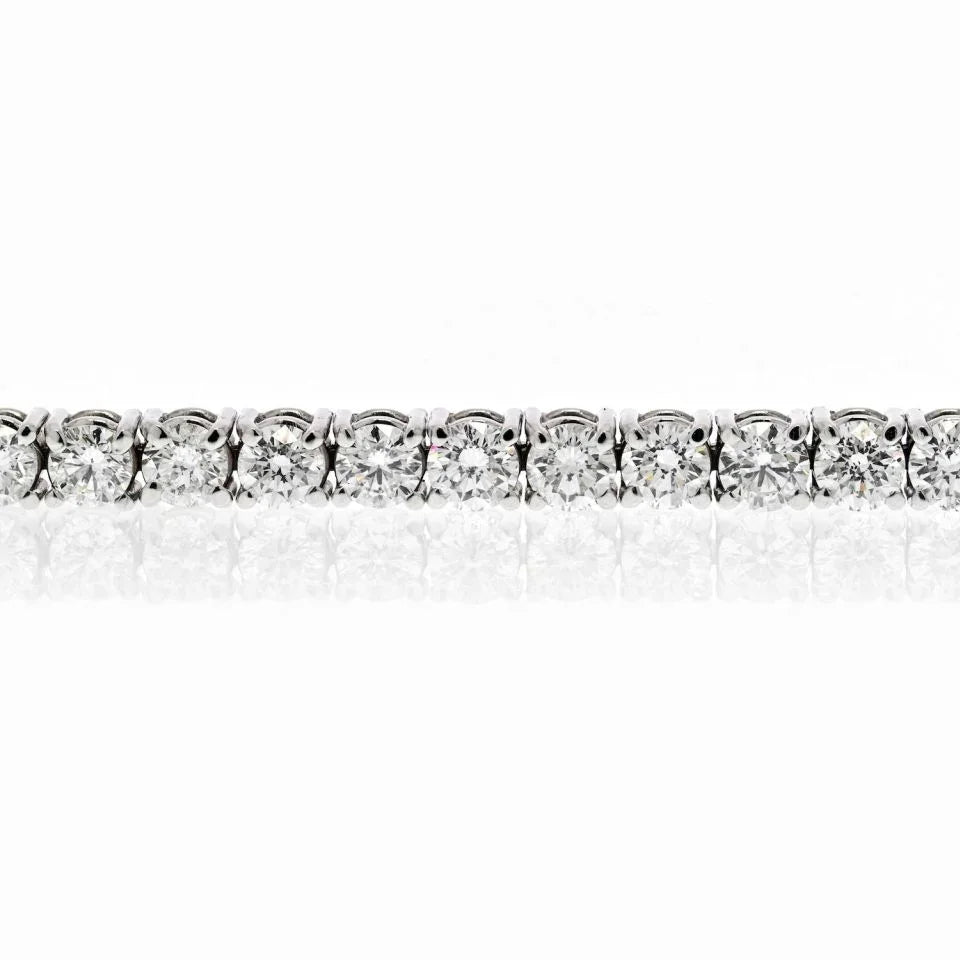 14K White Gold 10.65cts Round Cut Straight Line Tennis Bracelet - The Back Vault