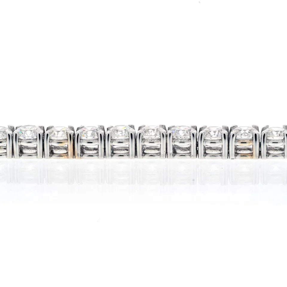 14K White Gold 10.65cts Round Cut Straight Line Tennis Bracelet - The Back Vault