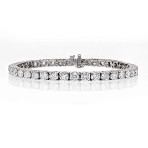 14K White Gold 10.65cts Round Cut Straight Line Tennis Bracelet