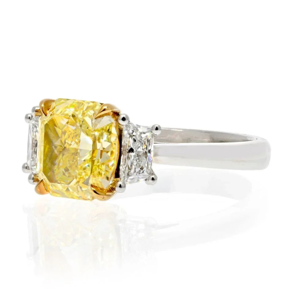 2 carat Radiant Cut Diamond Fancy Yellow GIA Ring - The Back Vault