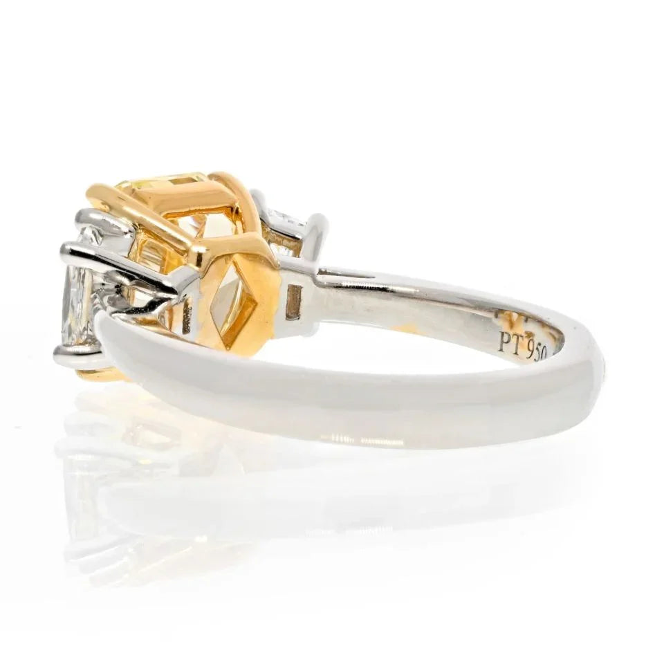 2 carat Radiant Cut Diamond Fancy Yellow GIA Ring - The Back Vault