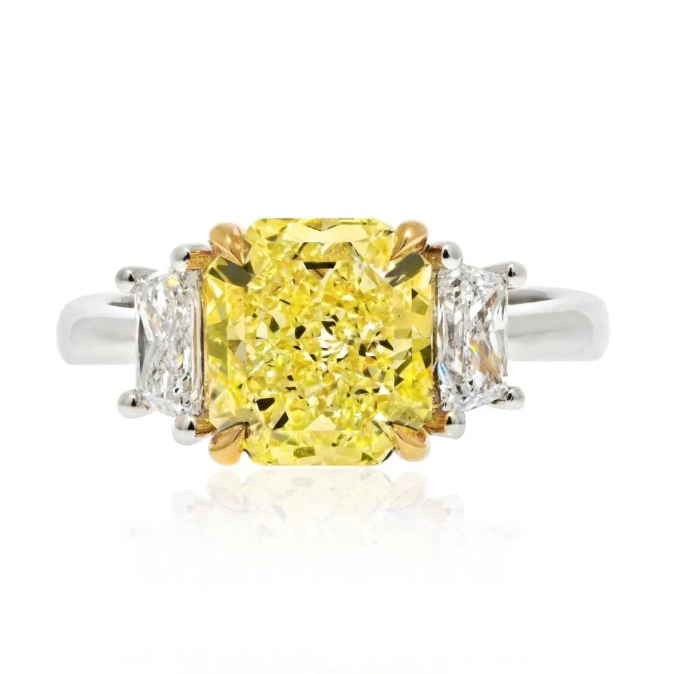 2 carat Radiant Cut Diamond Fancy Yellow GIA Ring - The Back Vault