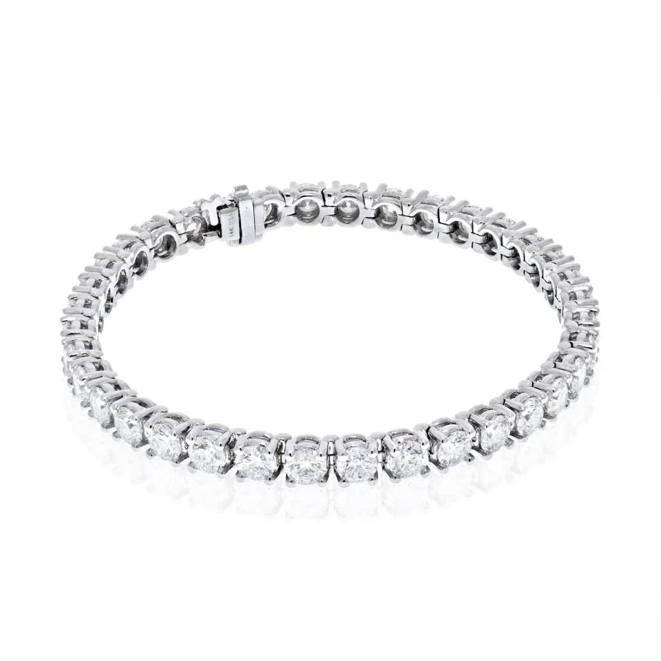 11.51 Carat 14K White Gold Round Cut Tennis Bracelet - The Back Vault
