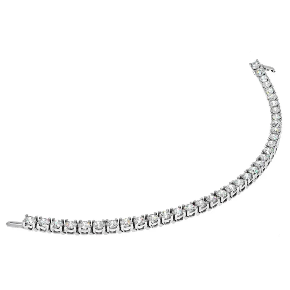 11.51 Carat 14K White Gold Round Cut Tennis Bracelet - The Back Vault