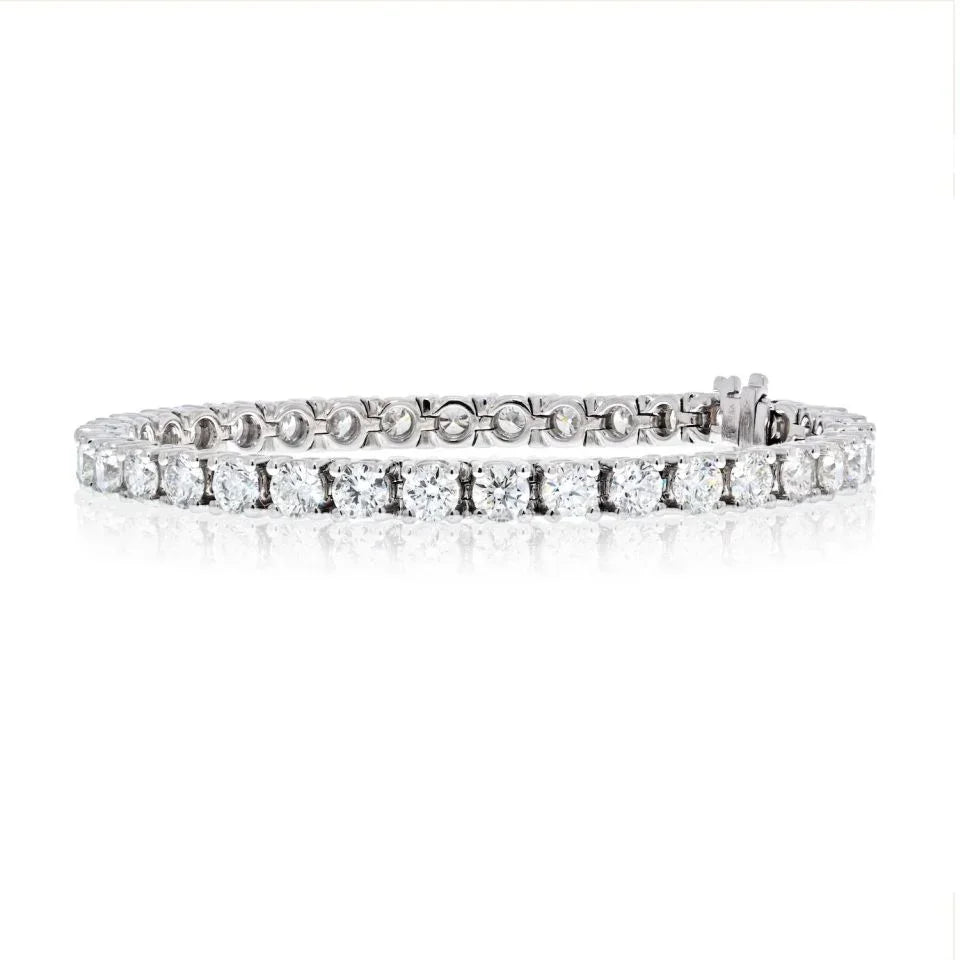 11.51 Carat 14K White Gold Round Cut Tennis Bracelet - The Back Vault