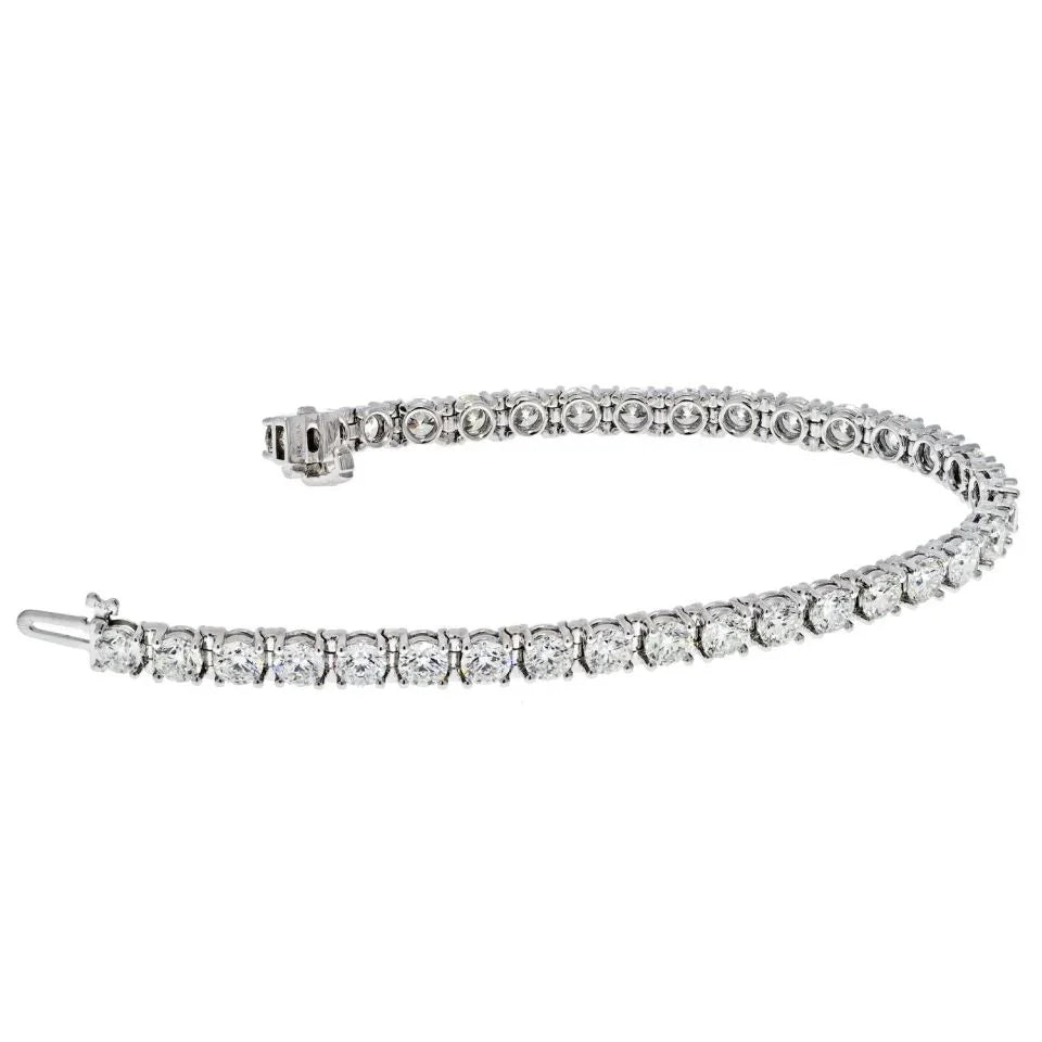 14K White Gold 9.16 Carat Round Cut Diamond Tennis Bracelet - The Back Vault