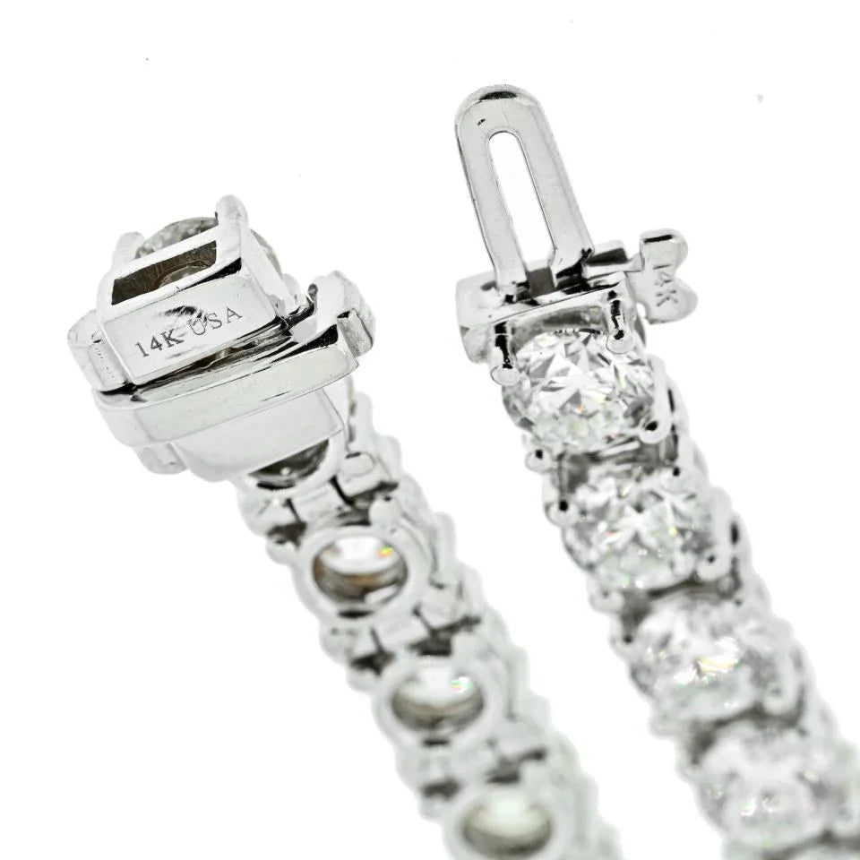 14K White Gold 9.16 Carat Round Cut Diamond Tennis Bracelet - The Back Vault