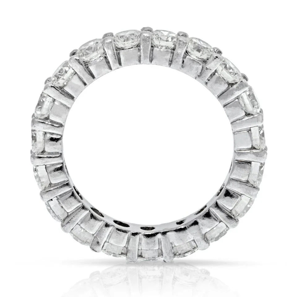 14K White Gold 3.50 Carats Round Cut Diamond Eternity Band - The Back Vault