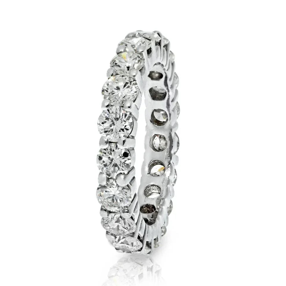 14K White Gold 3.50 Carats Round Cut Diamond Eternity Band - The Back Vault