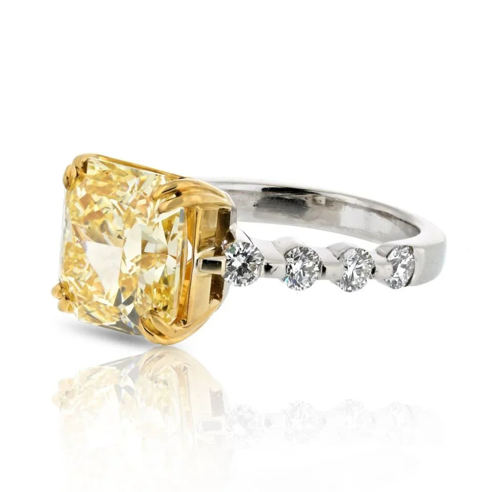 3 carat Radiant Cut Diamond Fancy Intense Yellow GIA Engagement Ring - The Back Vault