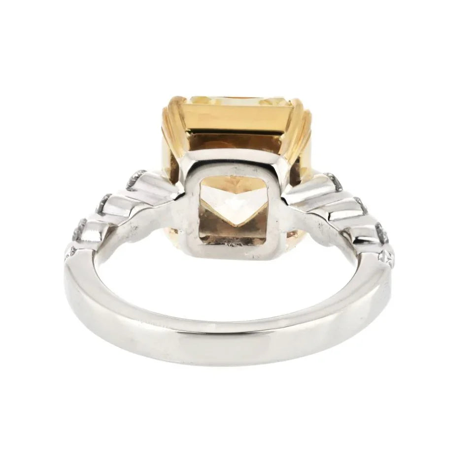 3 carat Radiant Cut Diamond Fancy Intense Yellow GIA Engagement Ring - The Back Vault