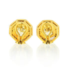 18K Yellow Gold 9.62 Carat Fancy Yellow Halo Set Stud Earrings - The Back Vault