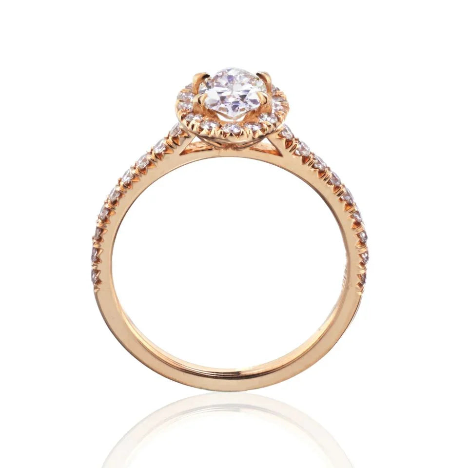 0.75 carat Oval Diamond H/VS2 GIA Halo Engagement Ring - The Back Vault