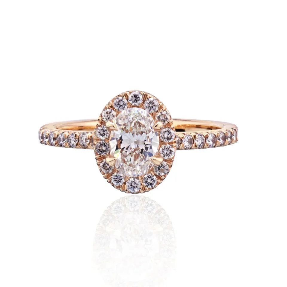 0.75 carat Oval Diamond H/VS2 GIA Halo Engagement Ring - The Back Vault