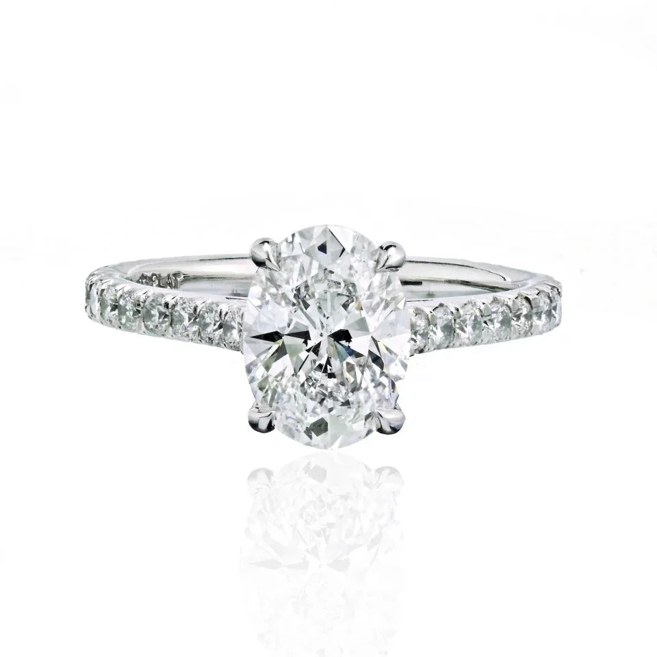 2 carat Oval Diamond D/SI1 GIA Pave Engagement Ring - The Back Vault