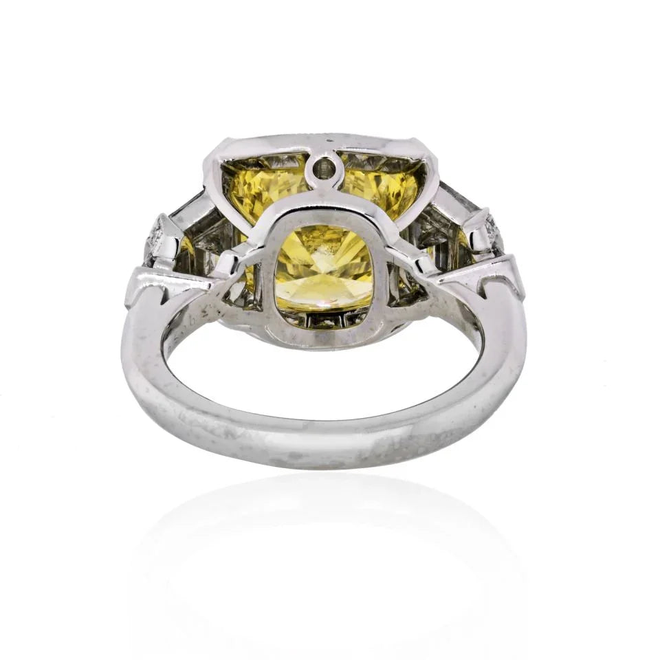Raymond C. Yard 5 carat Round Diamond Fancy Intense Yellow GIA Engagement 9.48gr Ring - The Back Vault