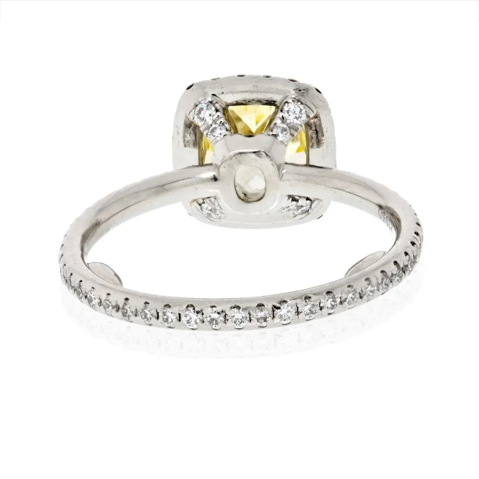 Harry Winston 1.61 carat Radiant Cut Diamond Fancy Yellow GIA 1.61 Radiant Cut Fancy Yellow VVS2 Engagement Ring - The Back Vault