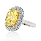 21 Carat Cushion Cut Fancy Deep Brownish Yellow VVS1 Double Halo Engagement Ring - The Back Vault