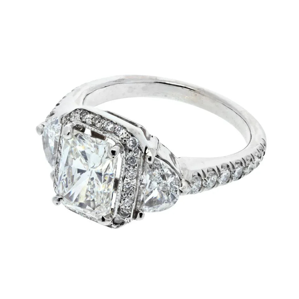 1.76 carat Radiant Cut Diamond H/SI2 GIA Three Stone Engagement Ring - The Back Vault