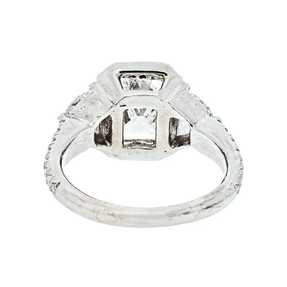 1.76 carat Radiant Cut Diamond H/SI2 GIA Three Stone Engagement Ring - The Back Vault