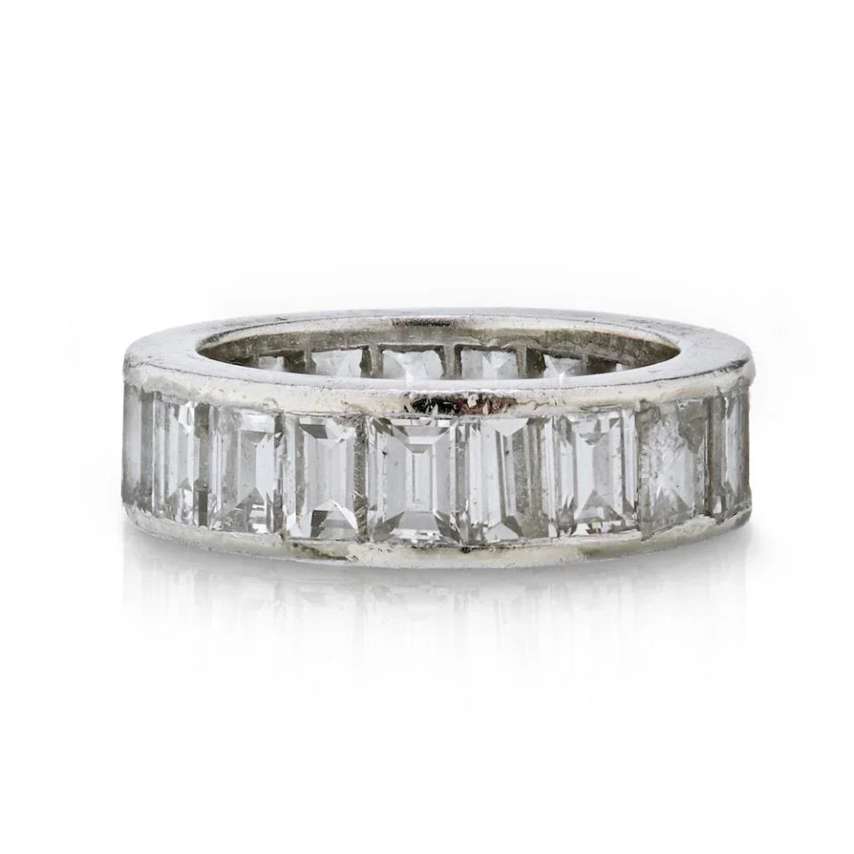 Platinum 8.50 carats Emerald Cut Diamond Eternity Band - The Back Vault
