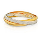 Cartier 18K Tri Color Trinity De "One" Diamond Bangle Bracelet - The Back Vault