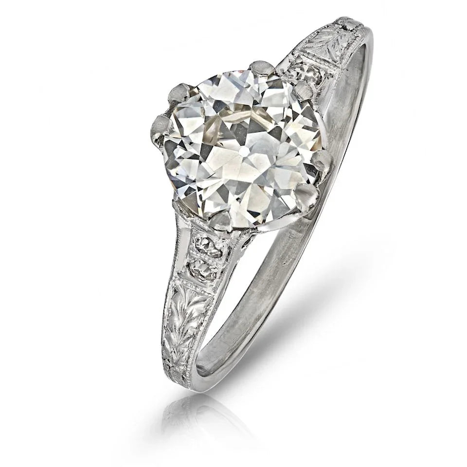 2 carat Old European Cut Diamond Vintage Engagement Ring - The Back Vault