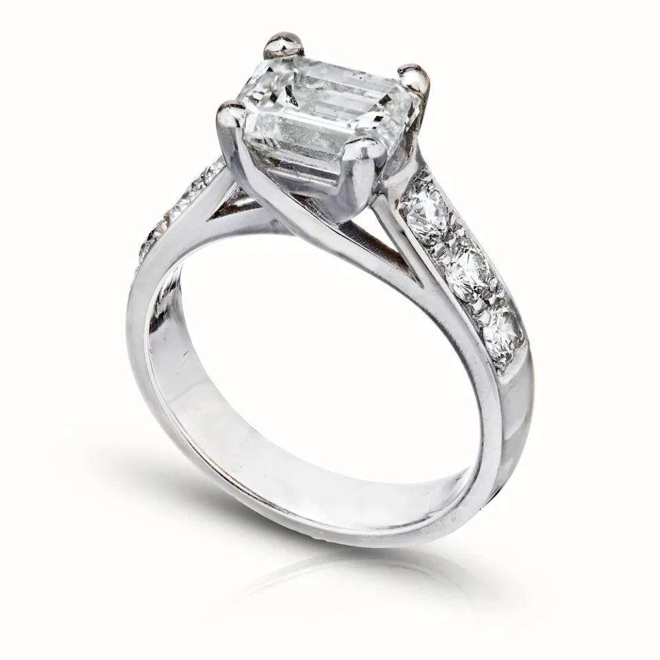 1.50 carat Emerald Cut Diamond J/ I-1 GIA Ring - The Back Vault