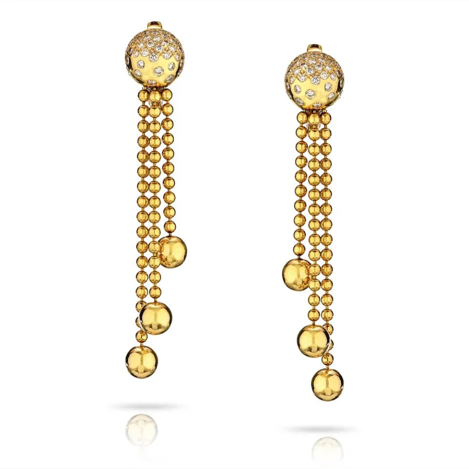 Cartier 18K Yellow Gold Pluie De Diamants Drop Dangle Earrings - The Back Vault