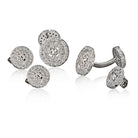 18K White Gold 8.50 carat Double Sided 'Button' Diamond Stud Cuff Links - The Back Vault