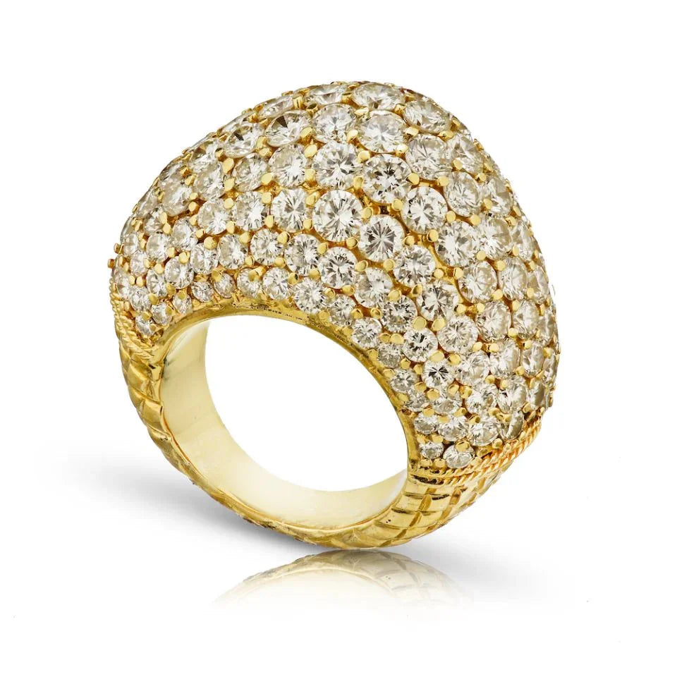 18K Yellow Gold Large Dome Diamond Ring - The Back Vault
